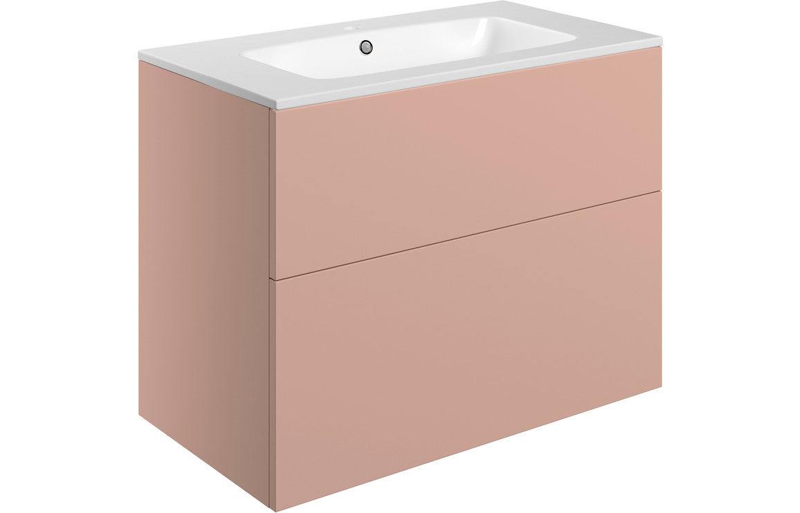Statement 815mm Wall Hung 2 Drawer Basin Unit & Basin - Matt Antique Rose