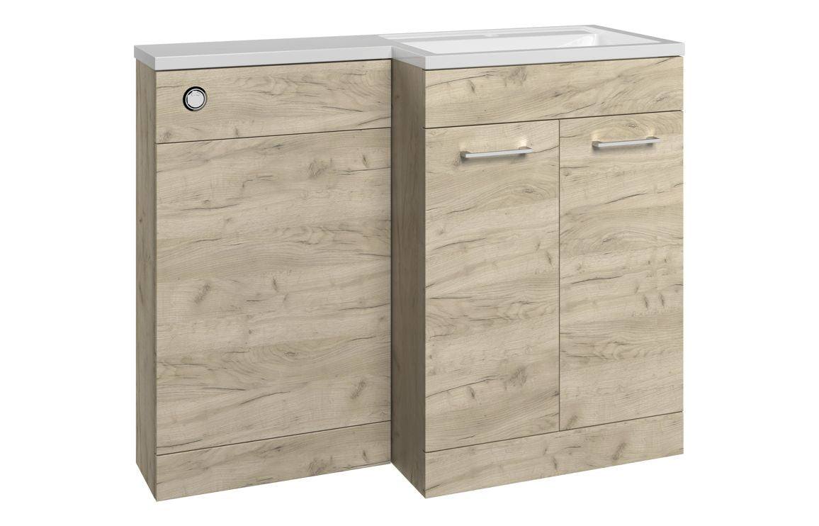 Venosa 1100mm Floor Standing L-Shape Pack & Basin (RH) - Oak