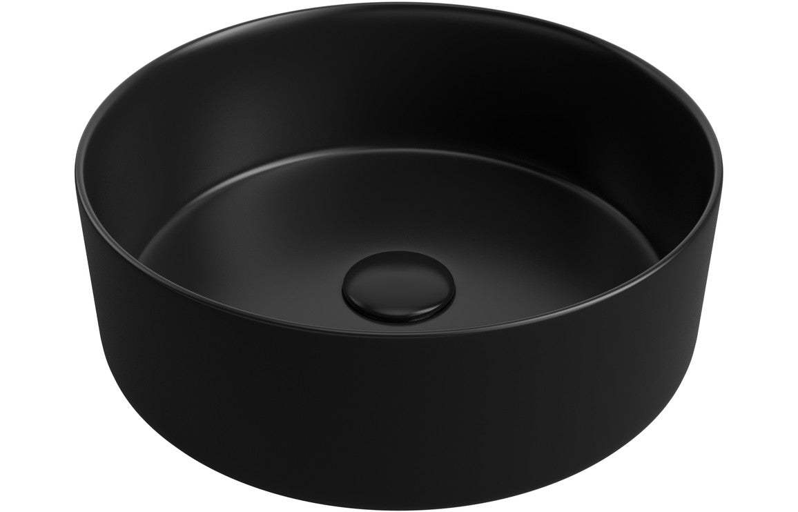 Luxey 355mm Ceramic Round Washbowl & Waste - Matt Black