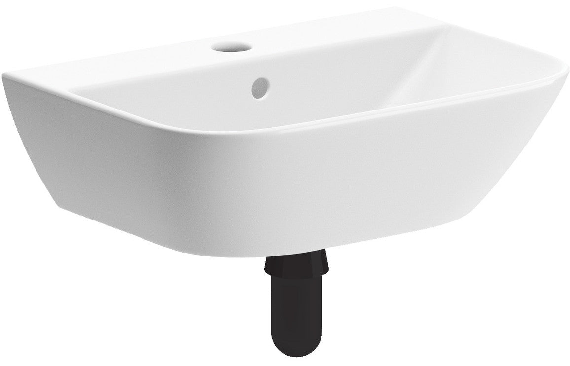 Cedarwood 450x320mm 1TH Cloakroom Basin & Black Bottle Trap
