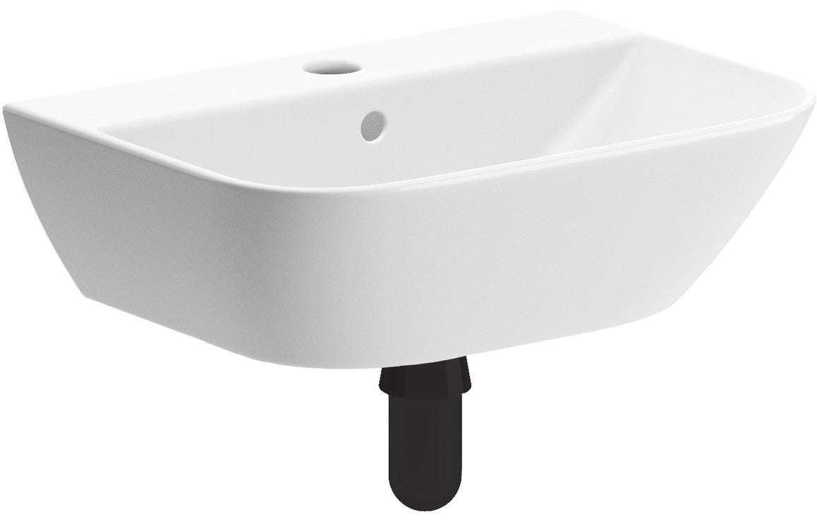 Cedarwood 450x320mm 1TH Cloakroom Basin & Black Bottle Trap