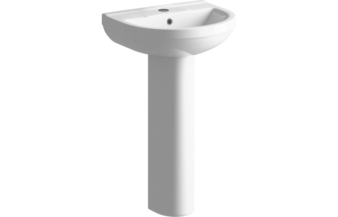 Laurus 500x390mm 1TH Basin & Full Pedestal