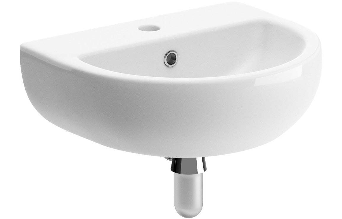 Tuscany 450x380mm 1TH Cloakroom Basin & Chrome Bottle Trap