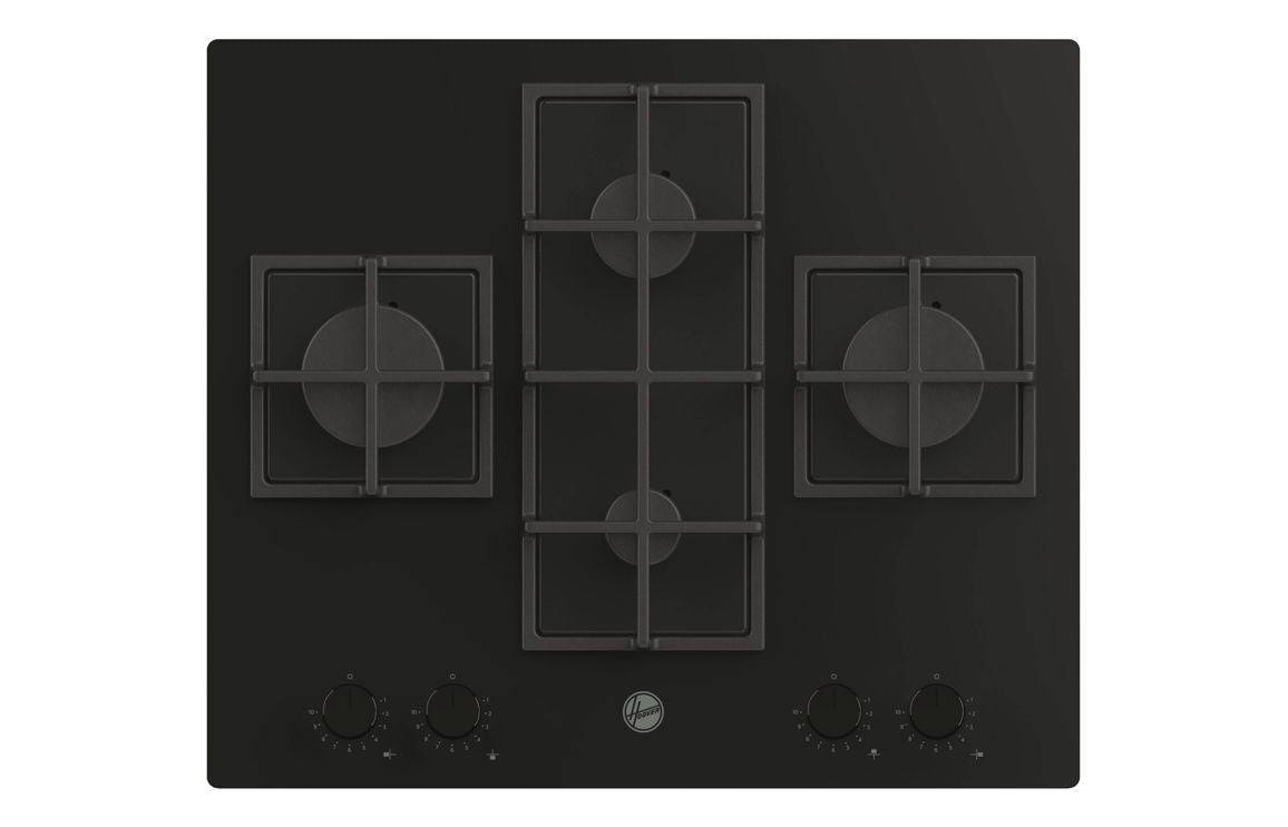 Hoover H500 HVG6DC5B 60cm Gas Hob - Black Glass