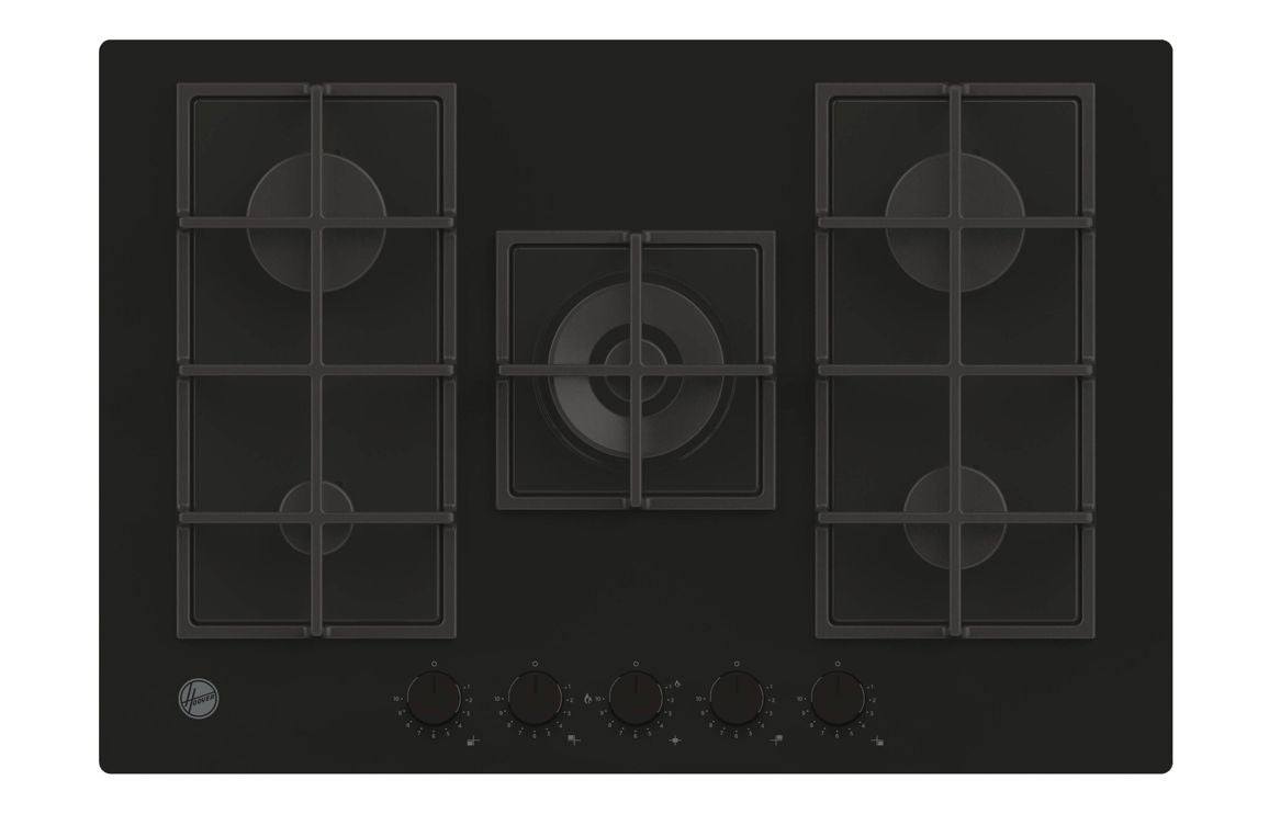 Hoover H500 HVG74WC5B 75cm Gas Hob - Black Glass