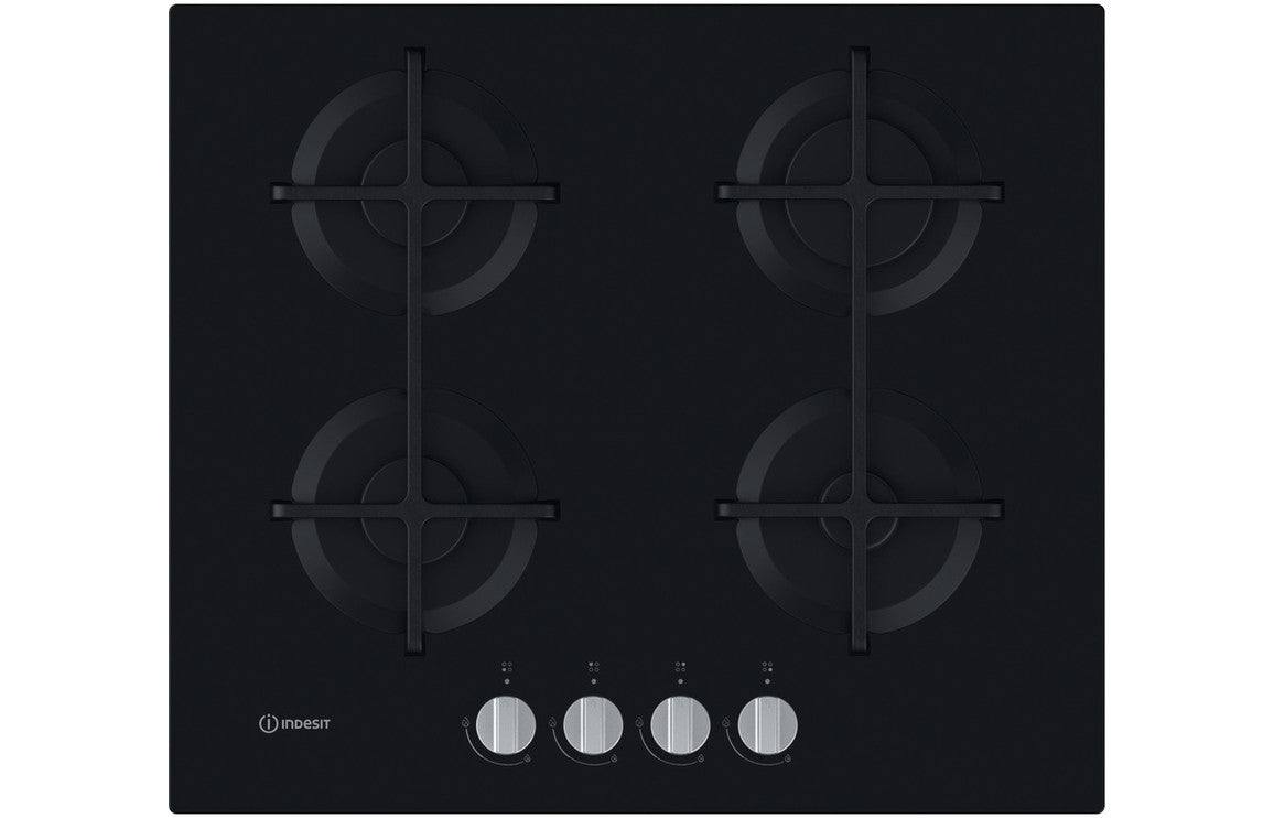 Indesit ING 61T/BK UK 60cm Gas on Glass Hob - Black