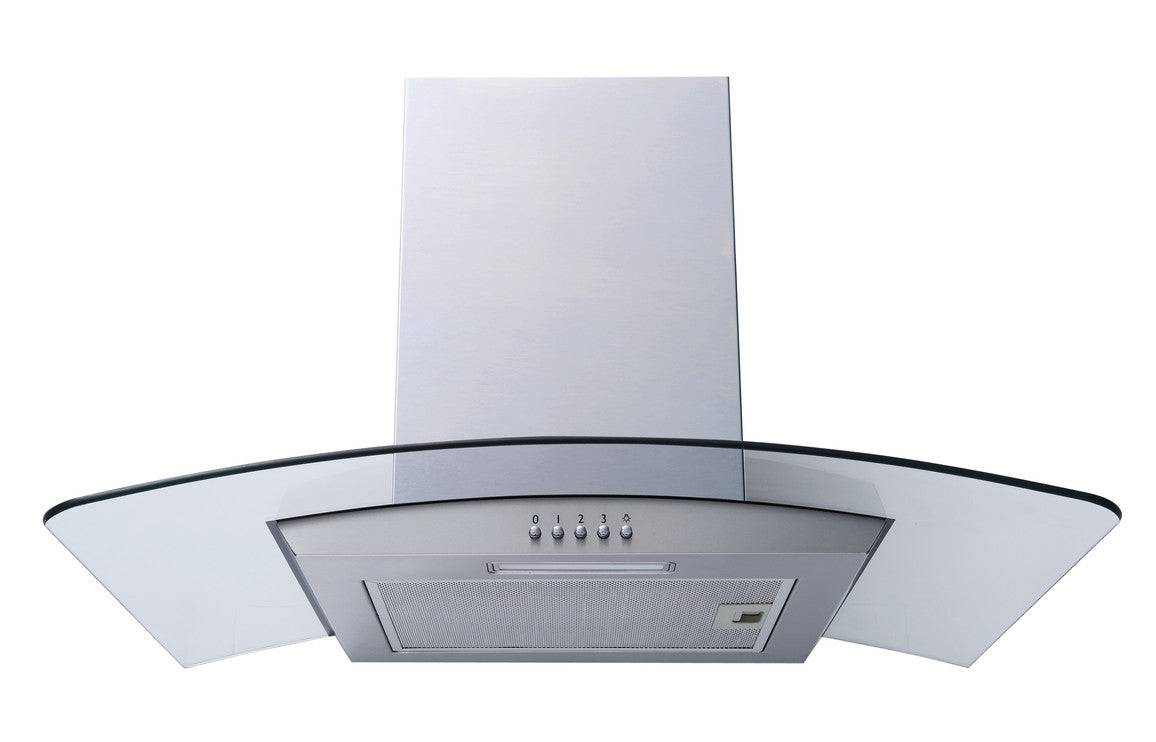 Prima St/Steel-PRCGH008; Black-PRCGH009 60cm Curved Glass Chimney Hood