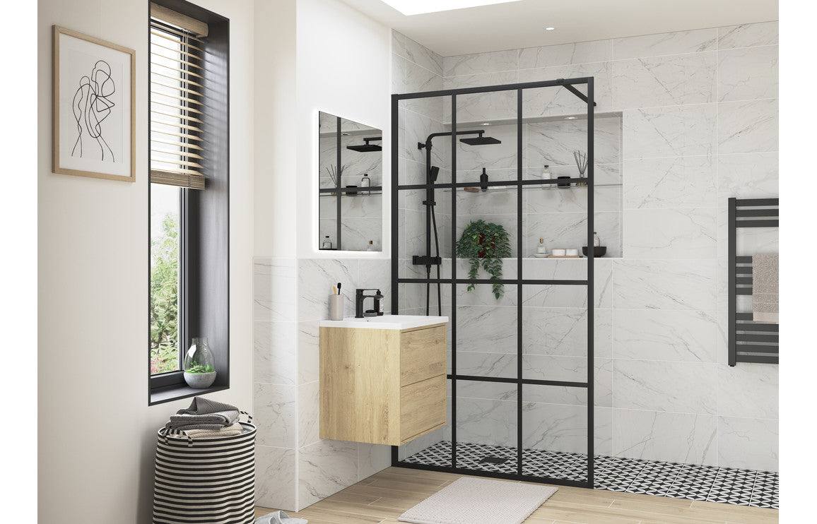 Iconix 760/800/1000/1200mm Framed Wetroom Panel - Black