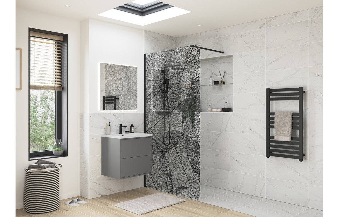 Iconix 1200mm Leaf Design Wetroom Panel - Black