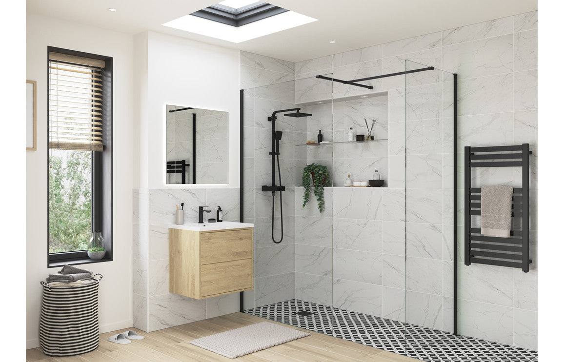 Iconix 500/700/760/800/900mm Wetroom Panel & Side Panel - Black