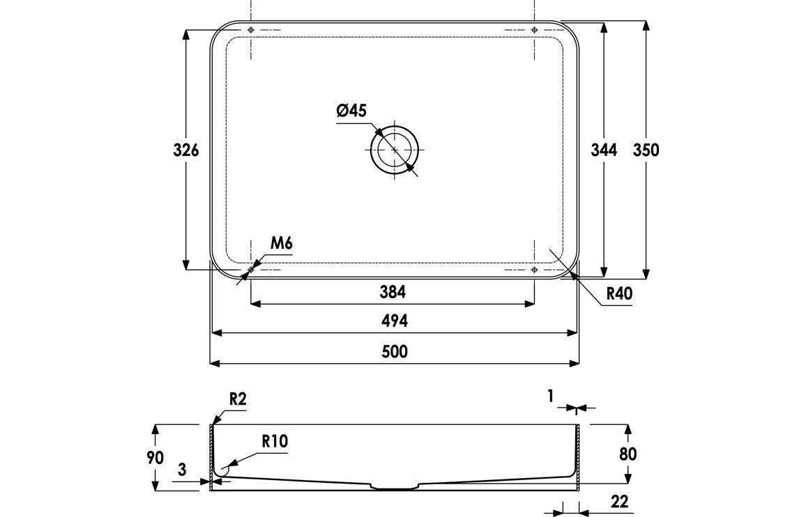 Abode Iox 500x350mm Tablet Steel Basin - PVD Brass
