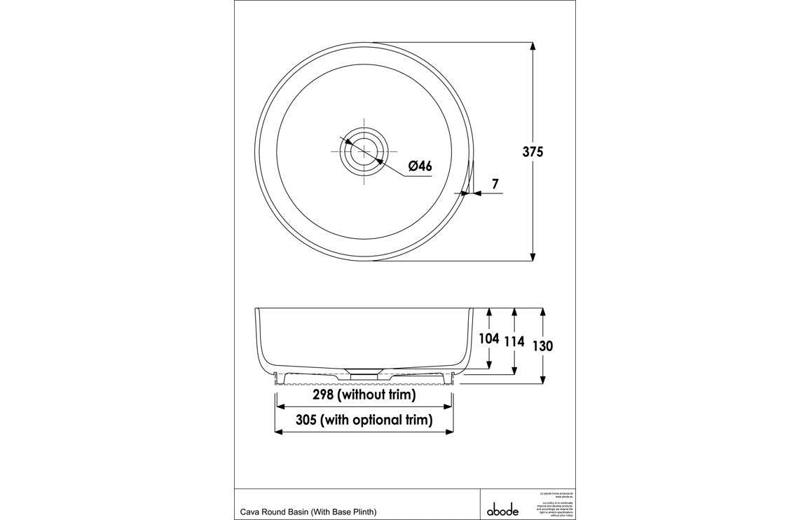 Abode Cava 375mm Round Basin - Chalk White