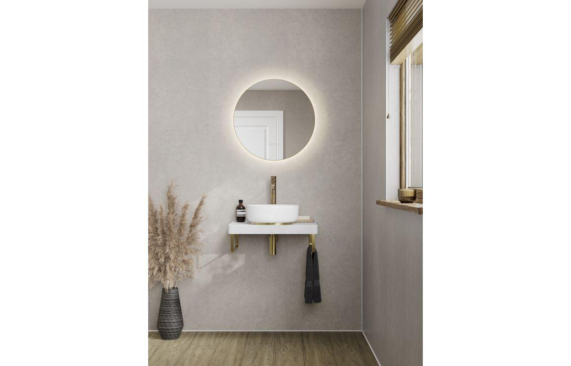 Abode Mayar 600mm Round LED Mirror - Brushed Brass