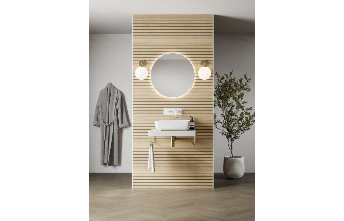 Abode Mayar 600mm Round LED Mirror - Brushed Brass