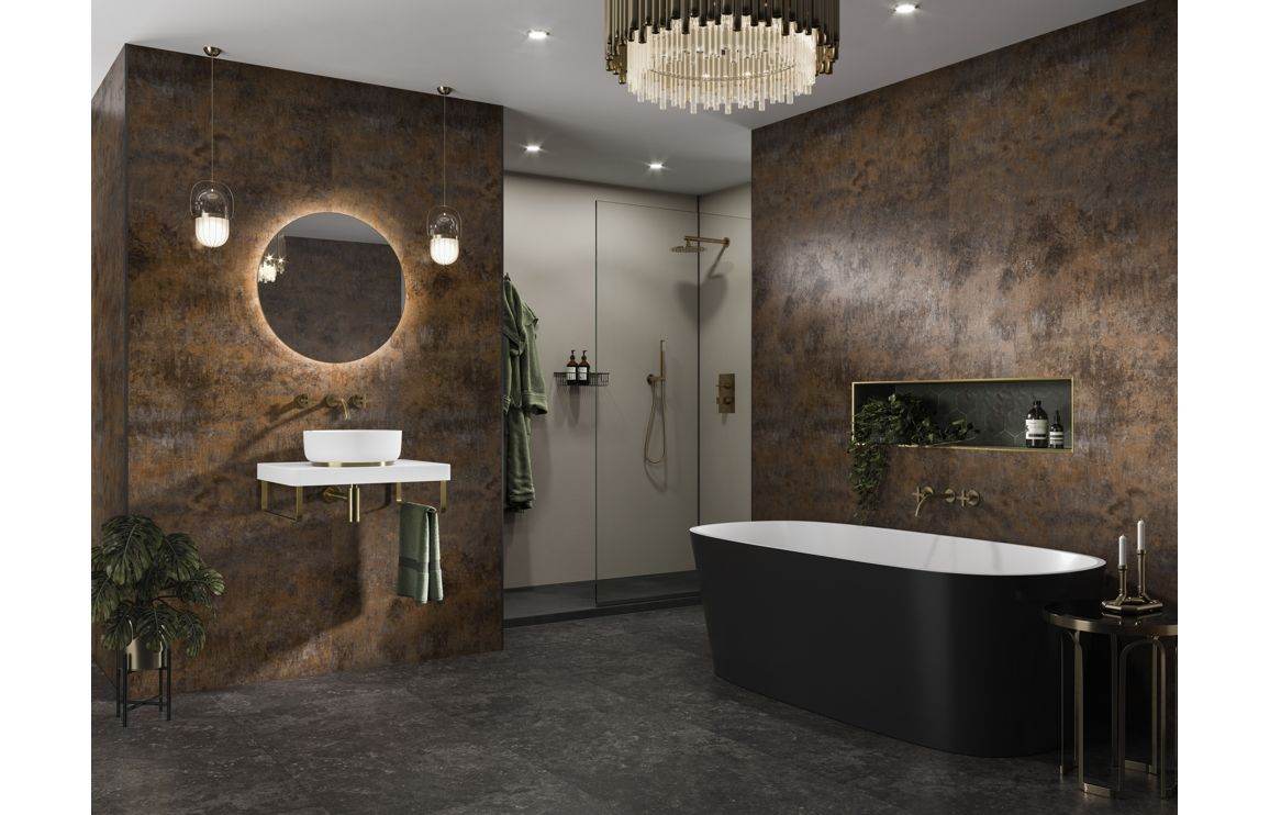 Abode Mayar 600mm Round LED Mirror - Brushed Brass