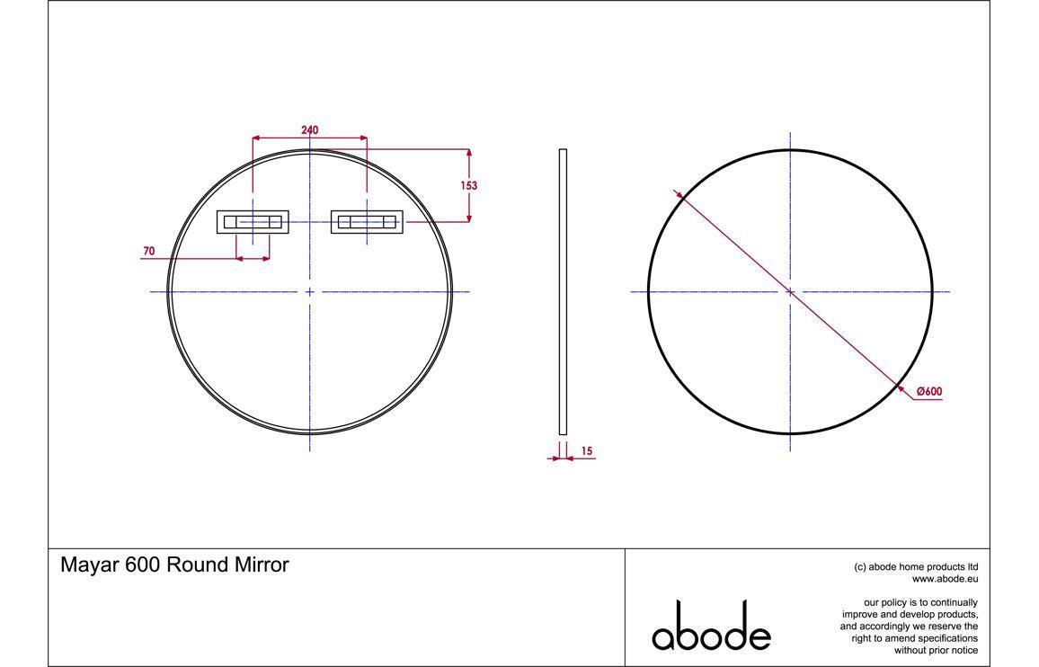 Abode Mayar 600mm Round Mirror - Matt Black