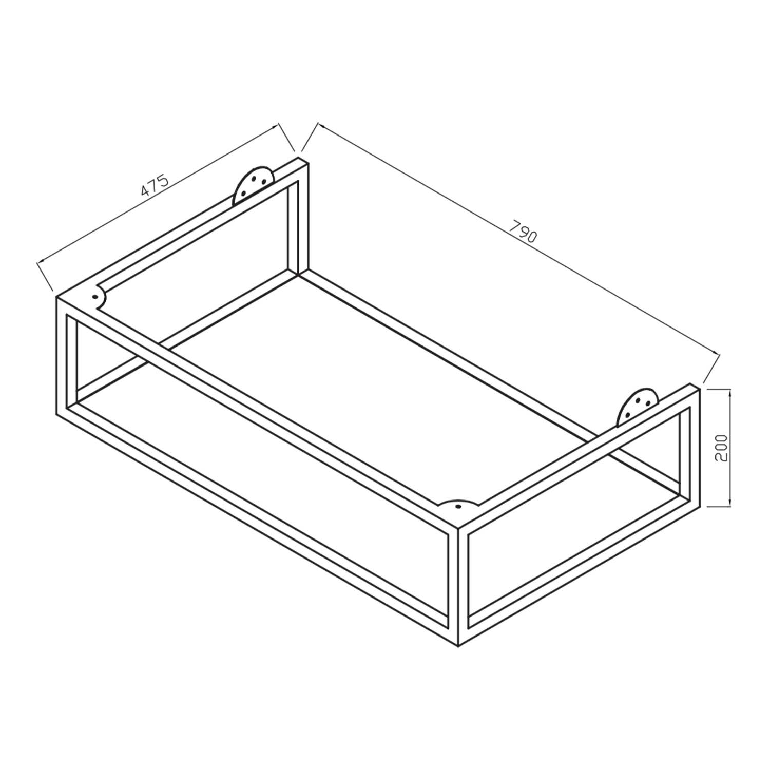 Black Frame with Dual Colour Shelf 80×48