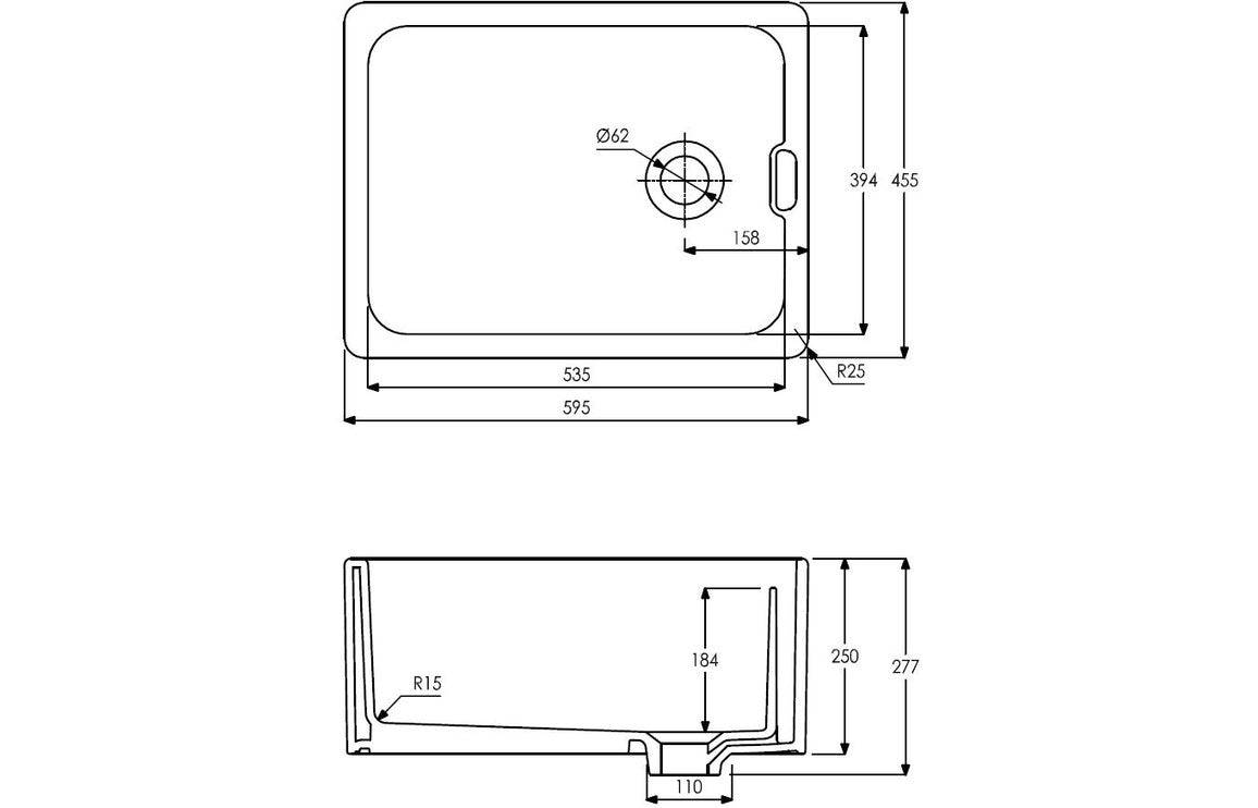 Abode New Belfast 1B Undermount Sink - White