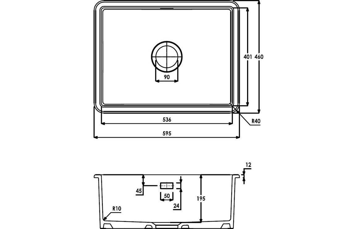 Abode Sandon Large 1B Ceramic Undermount/Inset Sink - White