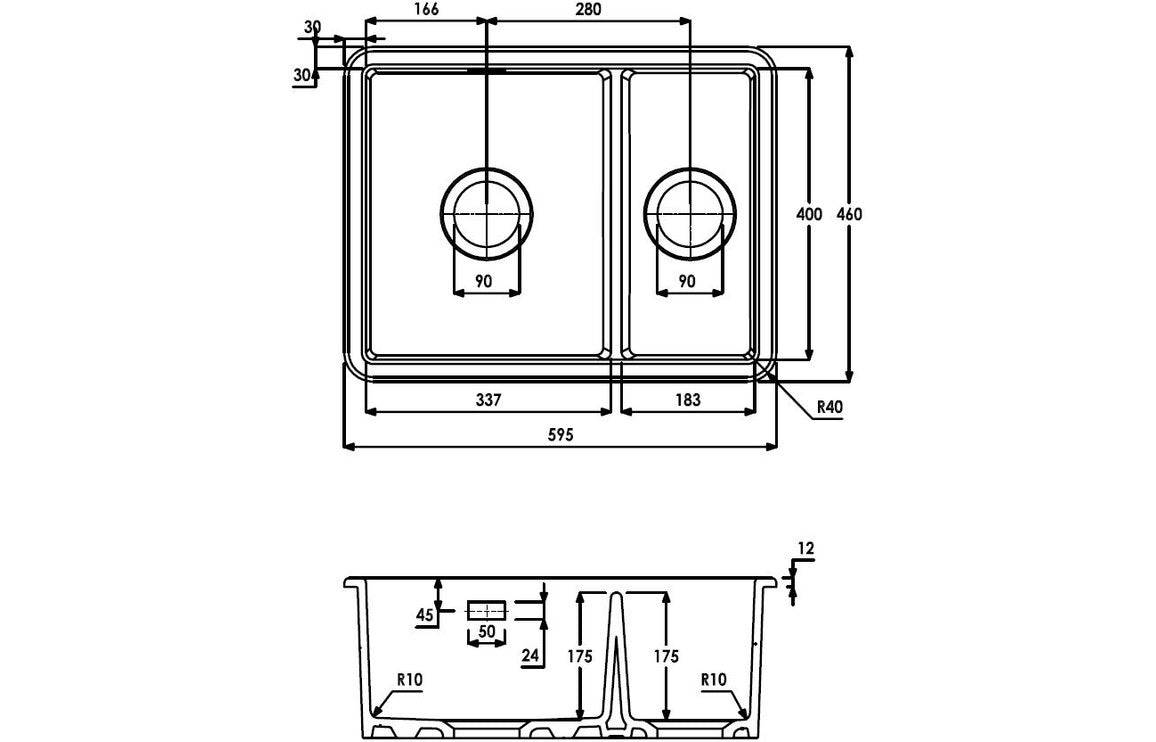 Abode Sandon 1.5B Ceramic Undermount/Inset Sink - White