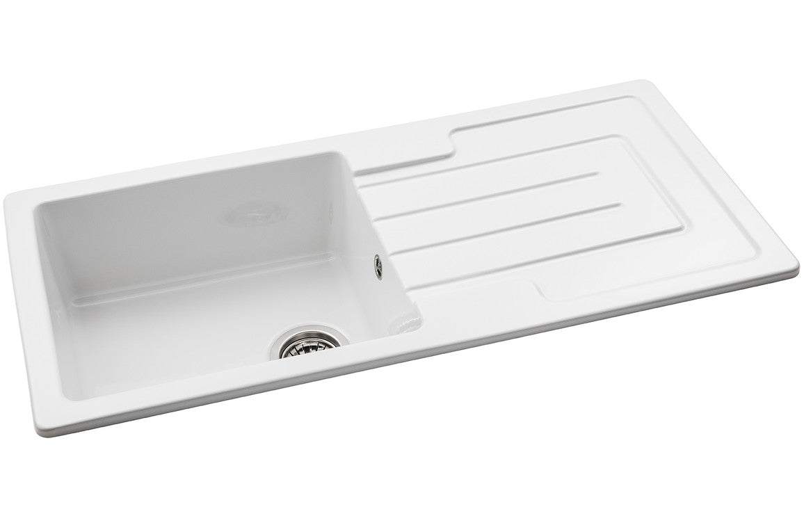 Abode Acton 1B & Drainer Ceramic Inset Sink - White