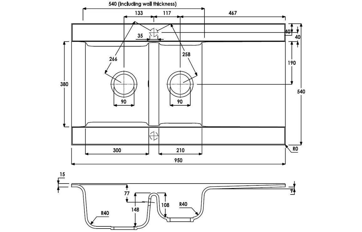 Abode Aspekt 1.5B & Drainer Granite Inset Sink - White