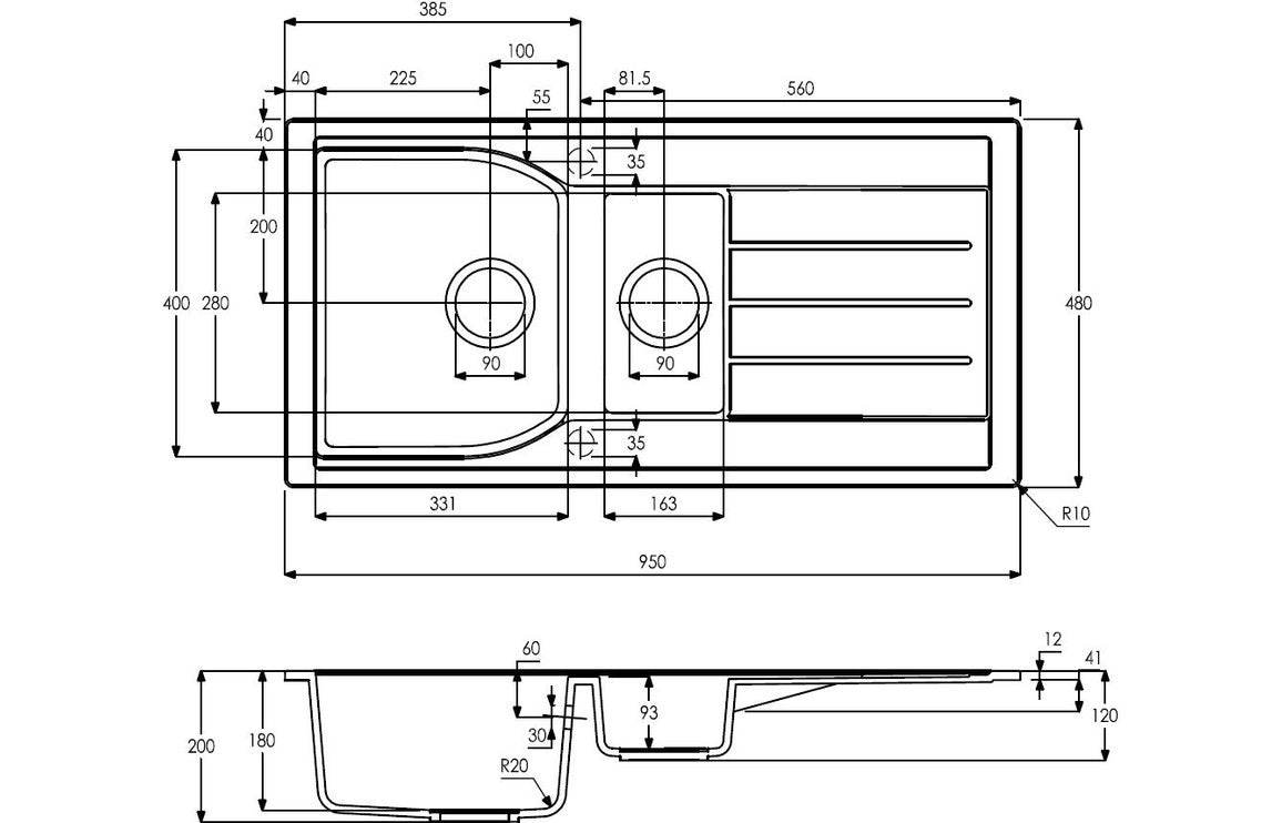 Abode Oriel 1.5B & Drainer Granite Inset Sink - Frost White