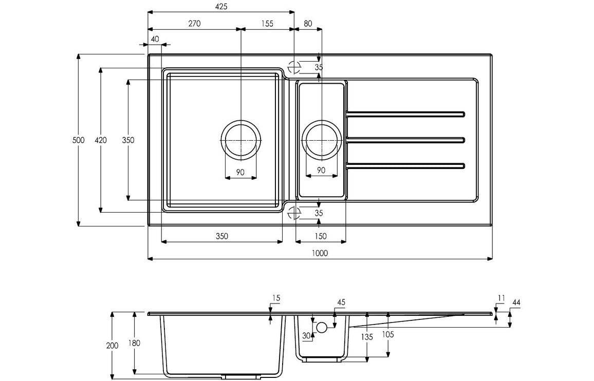 Abode Xcite 1.5B & Drainer Granite Inset Sink - Frost White