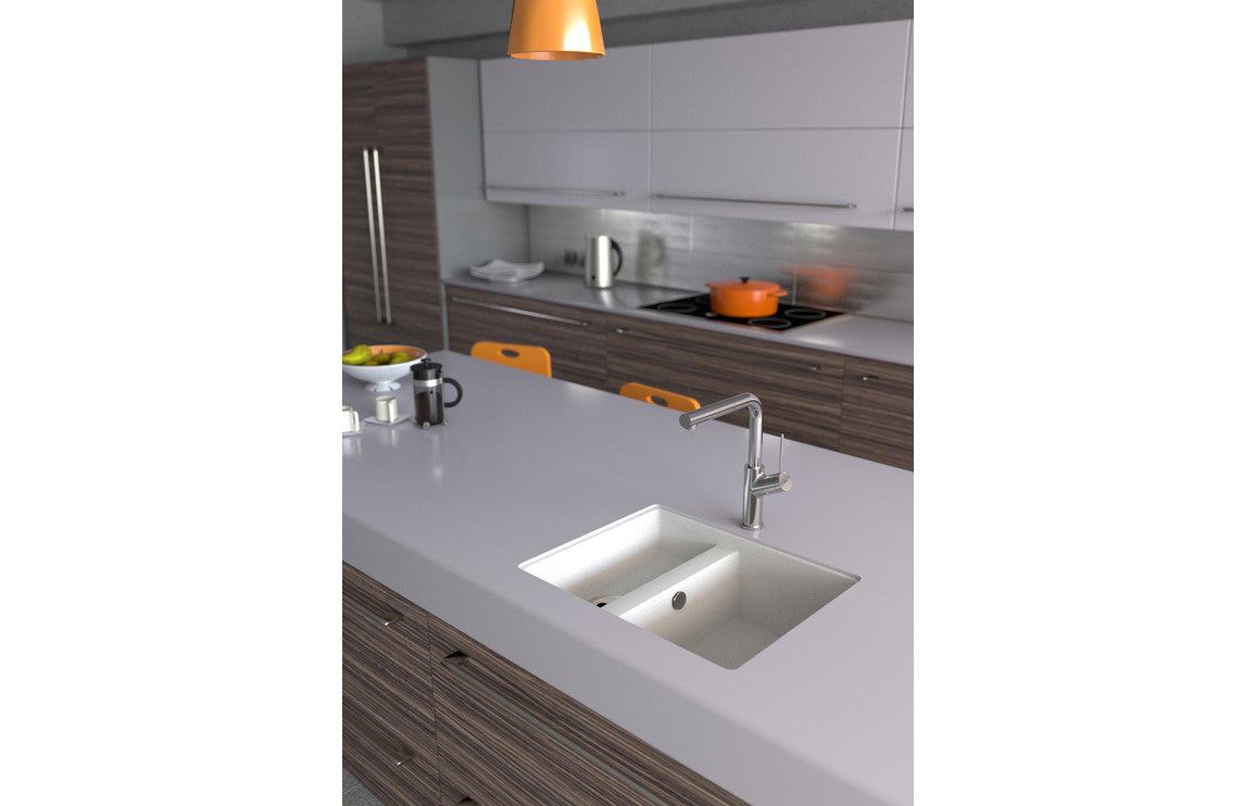 Abode Matrix Sq GR15 1.5B Granite Inset/Undermount Sink - White