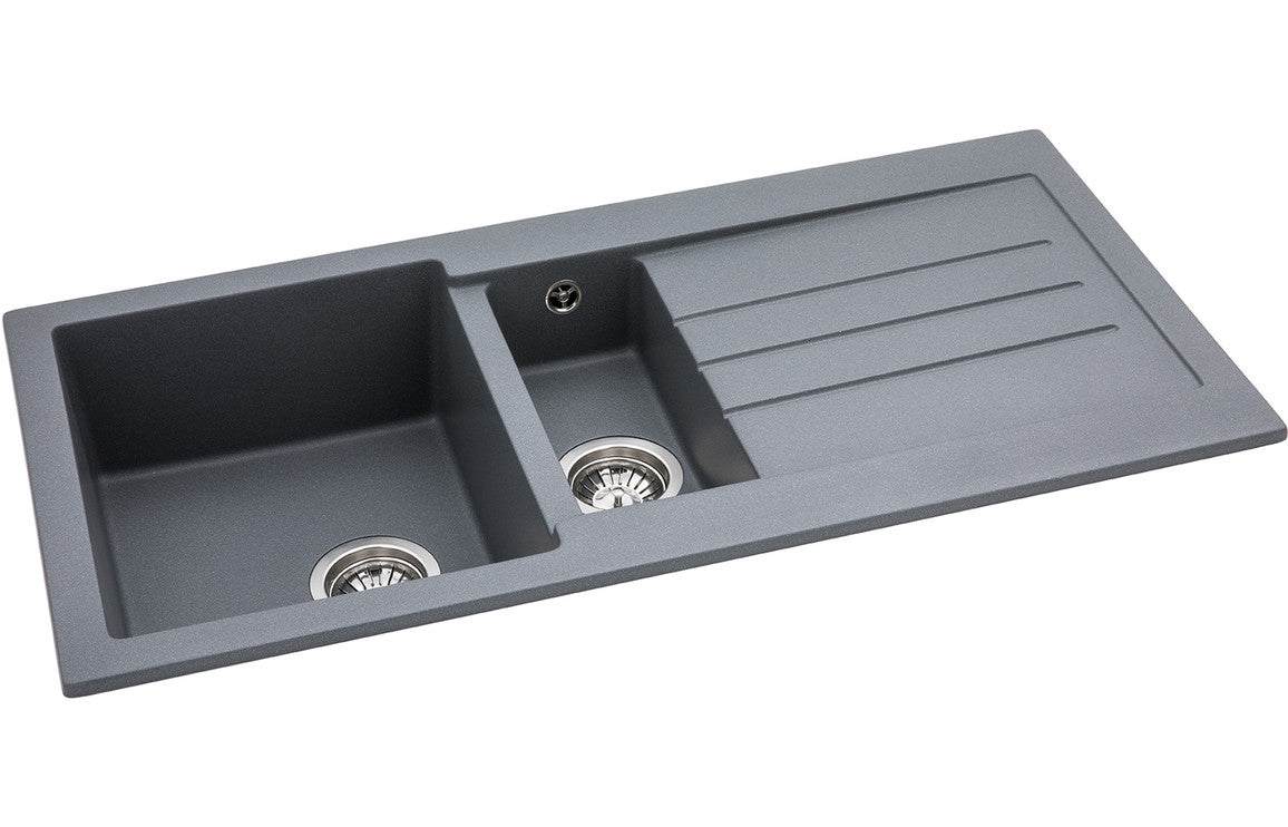 Abode Xcite 1.5B & Drainer Granite Inset Sink - Grey Metallic