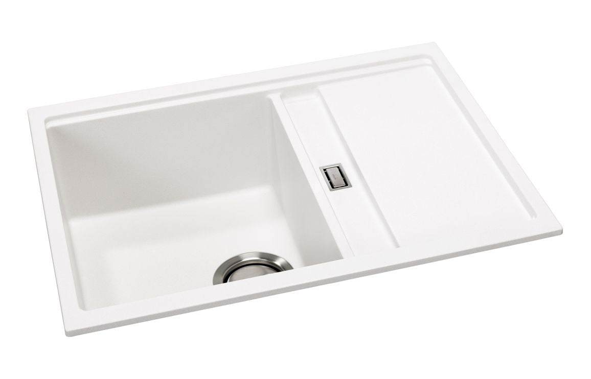 Abode Syncronist Compact 1.25B & Drainer Inset/Undermount Sink - White