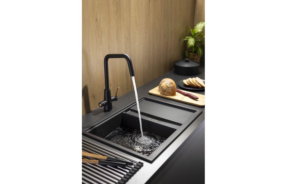 Abode Syncronist Compact 1.25B & Drainer Inset/Undermount Sink - Metallic Black