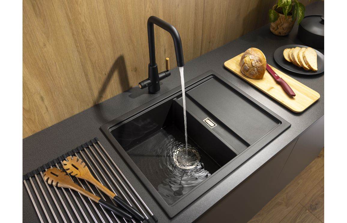 Abode Syncronist Compact 1.25B & Drainer Inset/Undermount Sink - Metallic Black