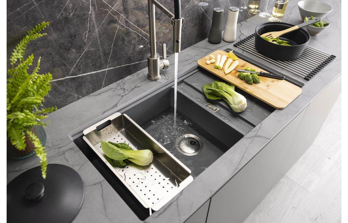 Abode Syncronist Large 1.25B & Drainer Inset/Undermount Sink - Metallic Grey