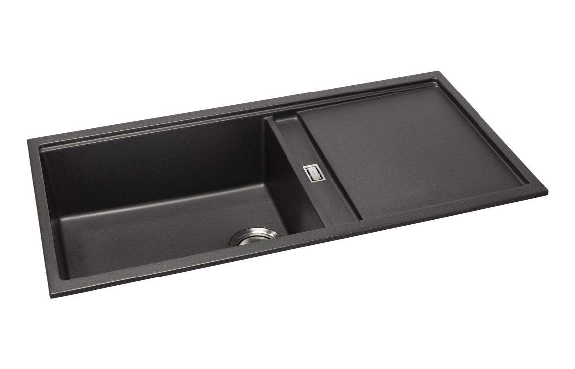 Abode Syncronist Large 1.25B & Drainer Inset/Undermount Sink - Metallic Black