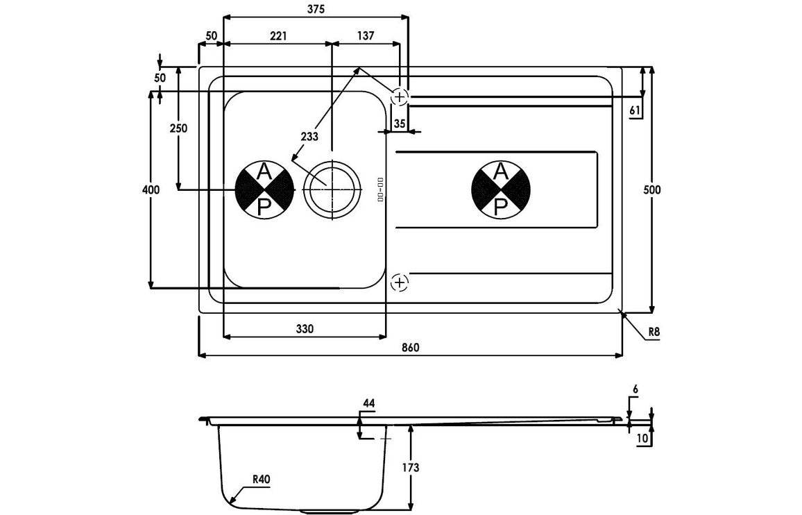 Abode Ixis Compact 1B & Drainer Inset Sink - St/Steel