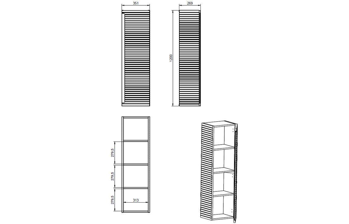 Align 350mm Wall Hung 1 Door Tall Unit - Matt Taupe
