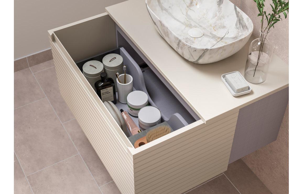 Align 615mm Wall Hung 1 Drawer Basin Unit & 0TH Thin Edge Basin - Matt Cotton