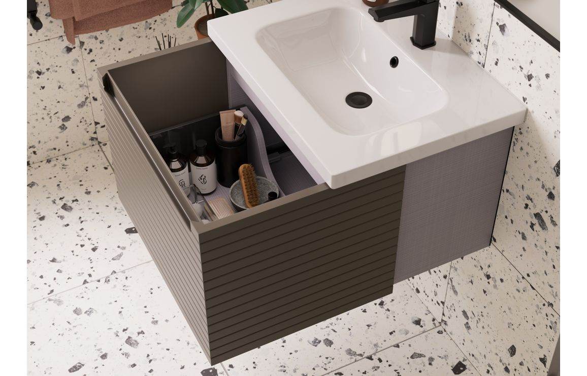 Align 615mm Wall Hung 1 Drawer Basin Unit & 0TH Thin Edge Basin - Matt Taupe