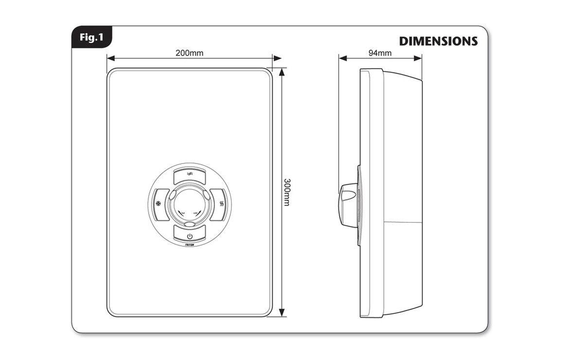 Triton Aspirante 9.5kW Contemporary Electric Shower - White Gloss