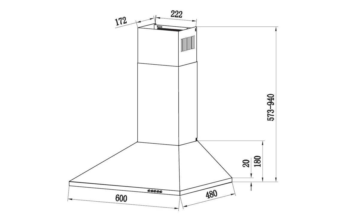 Candy CCE60NN 60cm Chimney Hood - Black Steel