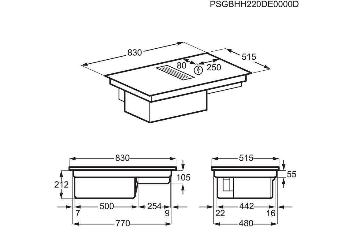 AEG CCE84751FB 83cm Venting Induction Hob - Black