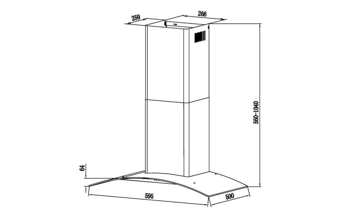 Candy CGM60NX/1 60cm Curved Glass Chimney Hood - St/Steel & Glass