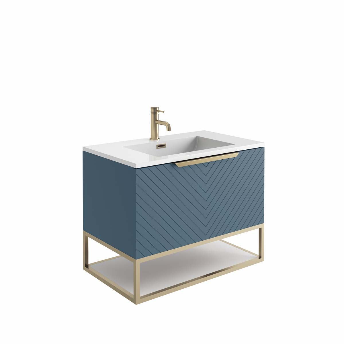 Brushed Brass Frame with White Shelf 80×48