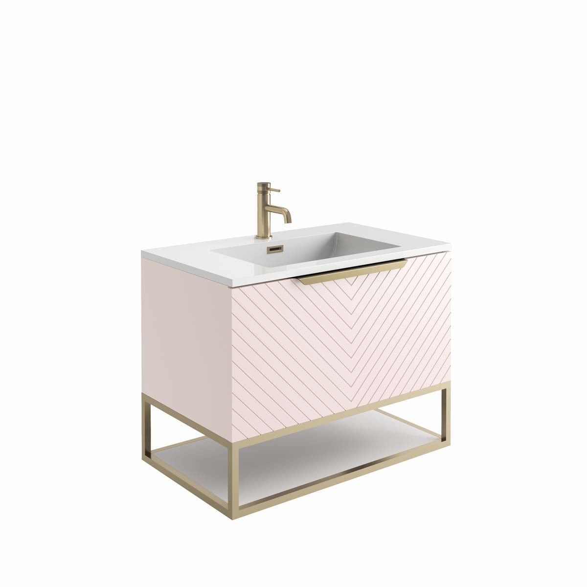 Brushed Brass Frame with White Shelf 80×48