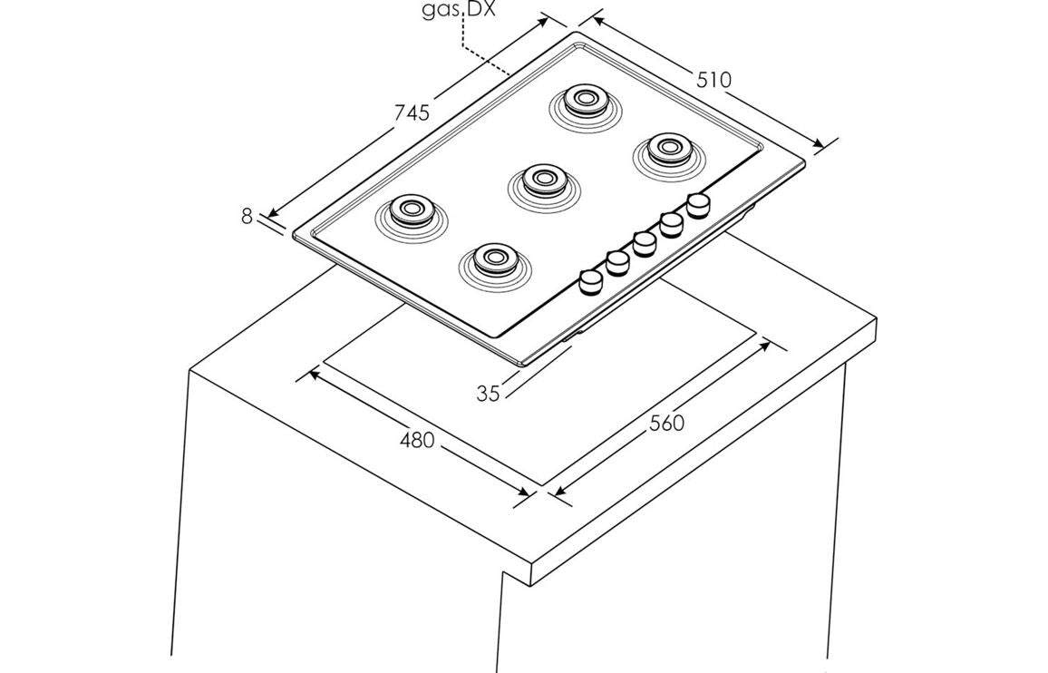 Candy CHG74WPX 75cm Gas Hob - St/Steel