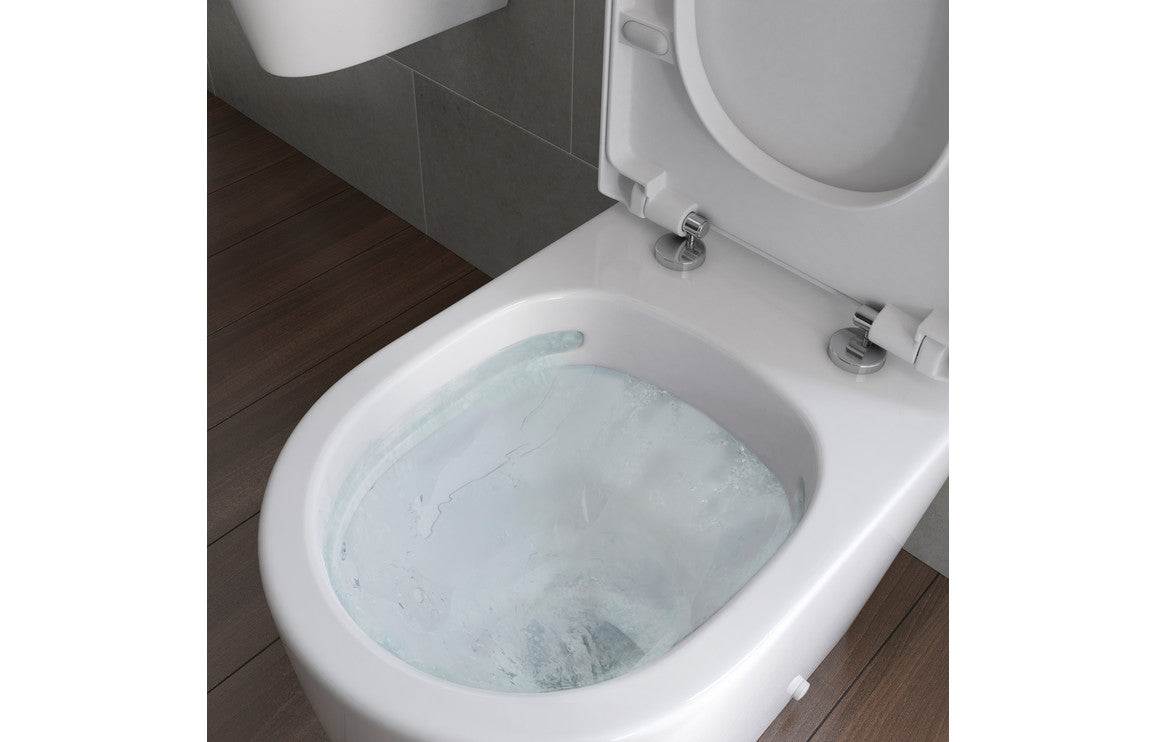 Cilantro Rimless Close Coupled Open Back WC & Soft Close Seat