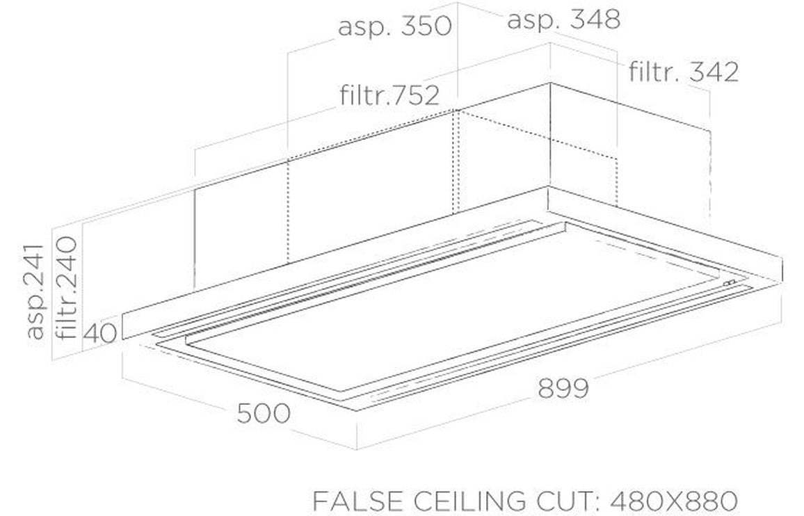 Elica Cloud Seven 90cm Ceiling Hood (Recirculating) - St/Steel