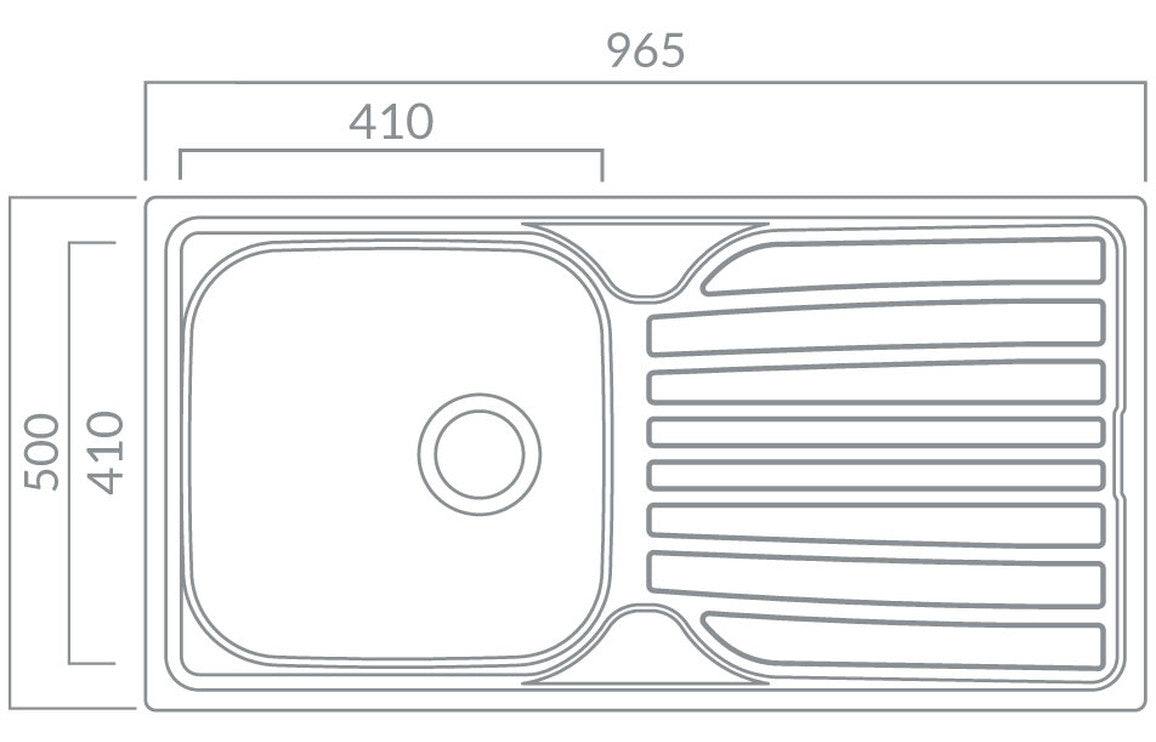 Prima 1B 965x500mm Inset Sink - St/Steel