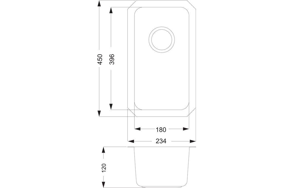 Prima+ 0.5B R25 Undermount Sink - St/Steel